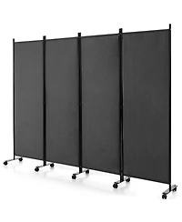 sumyeg 4-Panel Folding Room Divider Privacy Screen with Lockable Wheels for Indoor Use