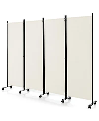 sumyeg 4-Panel Folding Room Divider Privacy Screen with Lockable Wheels for Indoor Use