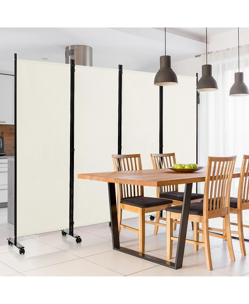 sumyeg 4-Panel Folding Room Divider Privacy Screen with Lockable Wheels for Indoor Use