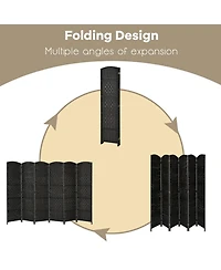 sumyeg 6-Foot 6-Panel Folding Fiber Room Divider Screen with Woven Texture