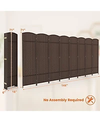 sumyeg 8-Panel Folding Room Divider with Handwoven Texture and Solid Wood Frame