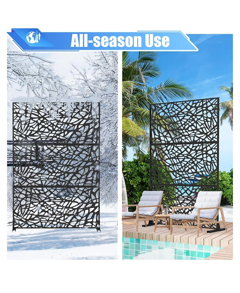 sumyeg Metal and Plastic Privacy Screen Freestanding Indoor Outdoor Room Divider with Mesh Design