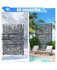 sumyeg Metal and Plastic Privacy Screen Freestanding Indoor Outdoor Room Divider with Mesh Design