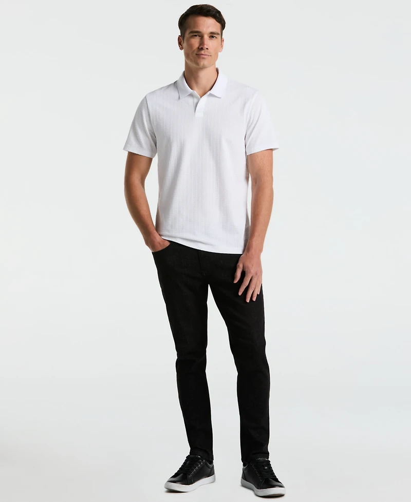 Perry Ellis Men's Short-Sleeve Seersucker Open Polo Shirt