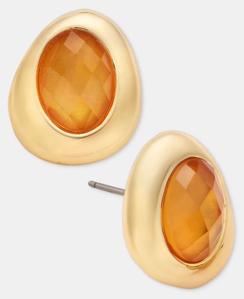 Anne Klein Stone Pebble Button Earrings