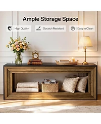 Tribesigns 2-Tier Tv Stand for 75 Inch Tv, 63" Entertainment Center with Storage Shelf, Farmhouse Media Cabinet