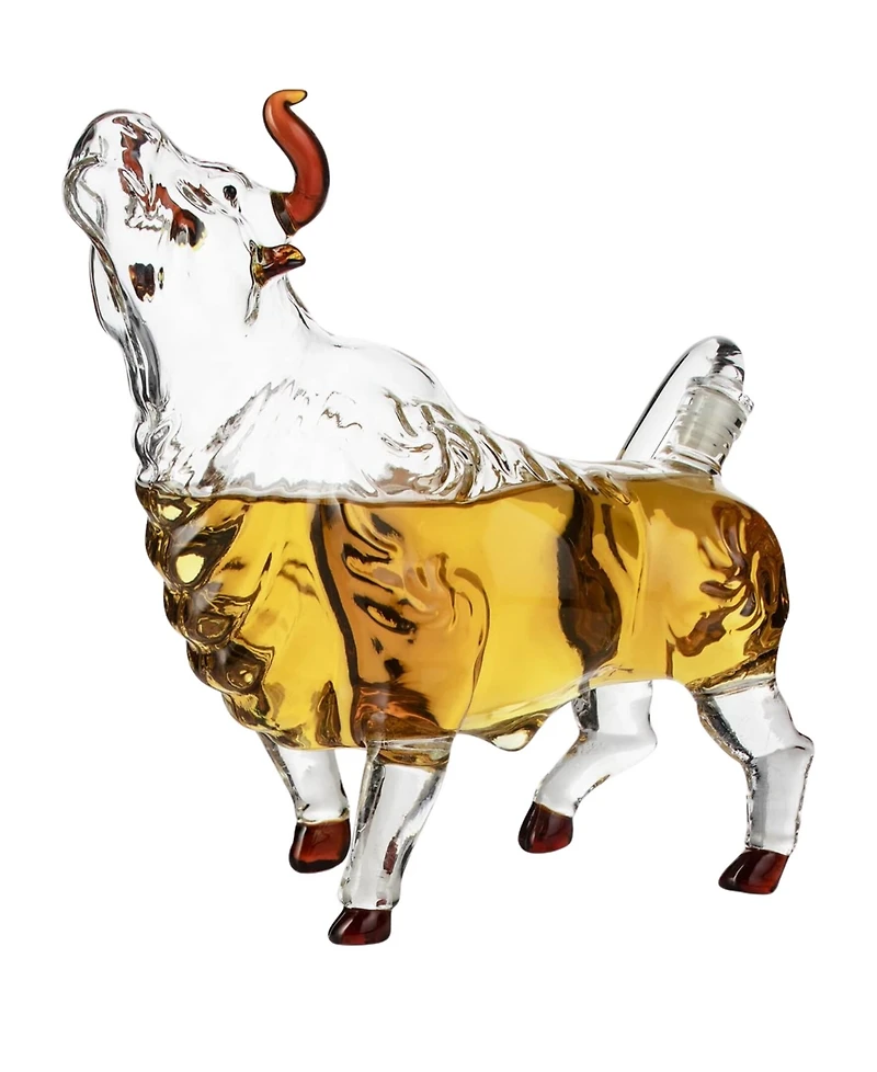 The Wine Savant Charging Bull Head Up 34 oz. Whiskey Decanter