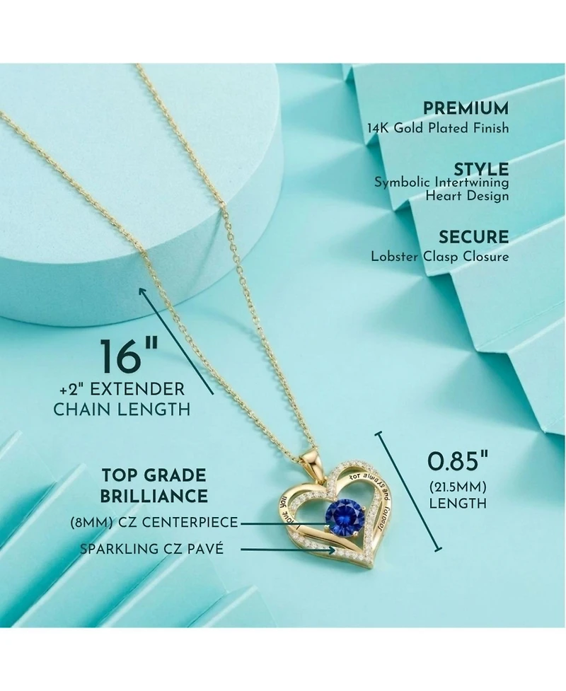 Radiant 14K Gold-Plated Birthstone Pendant Necklace