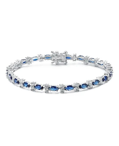 White Gold Plated with Colored Cubic Zirconia Tennis Bracelet
