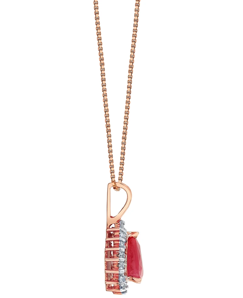 Macy's Ruby (9/10 ct. t.w.) & Diamond (1/6 ct. t.w.) Pendant Necklace in 14k Rose Gold