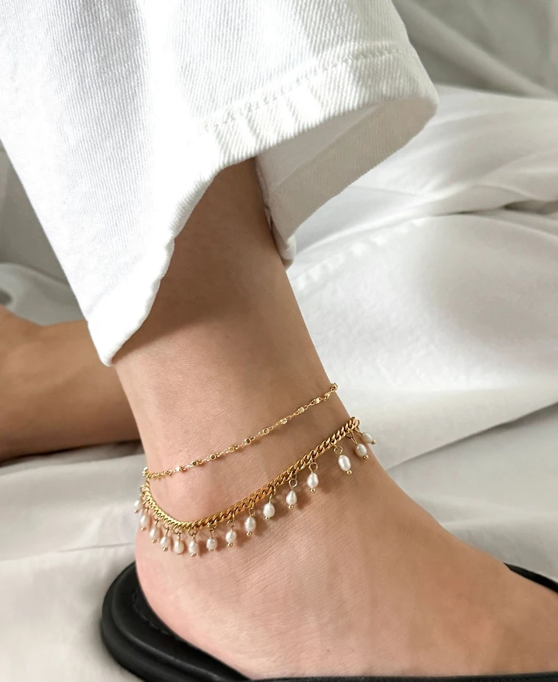 St. Moran Gold Beaded Adi Chain Anklet