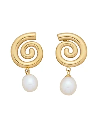St. Moran Tarnish-Resistant Gold Natural Freshwater Imitation Pearl Swirl Statement Athena Earring