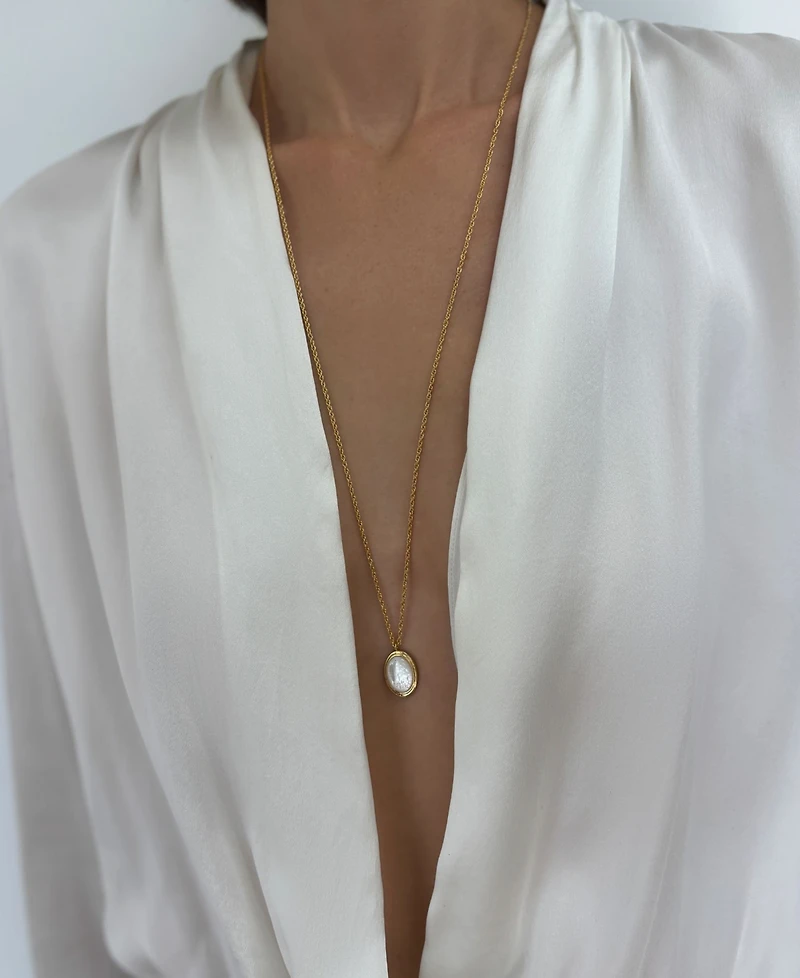 St. Moran Gold Imitation Pearl Oval Olivia Pendant Necklace