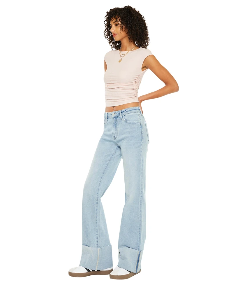 KanCan Women's Franny Essentials High Rise Wide Flare Jeans