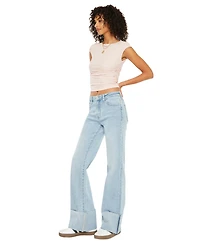 KanCan Women's Franny Essentials High Rise Wide Flare Jeans