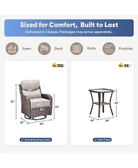 Pocassy Outdoor Swivel Rocker Chairs 6 Pieces Wicker Patio Chair with Rattan Side Table, 6" Extra Thick Cushions Furniture Set