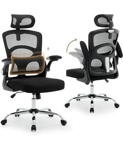 Ergonomic High-Back Mesh Office Chair Adjustable Headrest and Lumbar Support 360degree(s) Swivel Rolling Desk Chair Comfortable Computer Gaming Task