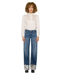 KanCan Women's Usa Juniors' Mid-Rise Wide-Leg Jeans