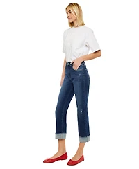 KanCan Women's High Rise Cropped Straight-Leg Jeans