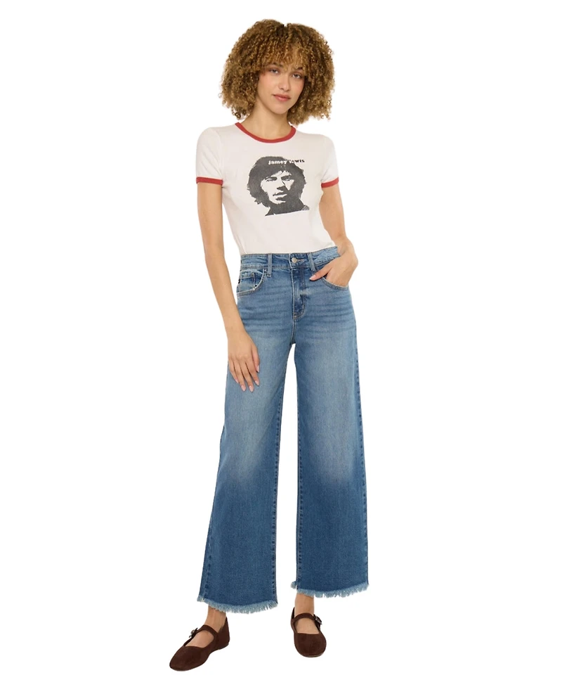 KanCan Women's Aruli Essentials High-Rise Crop Wide-Leg Jeans