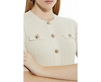 Karen Millen Women's Rib Knit Military Trim Maxi Dress