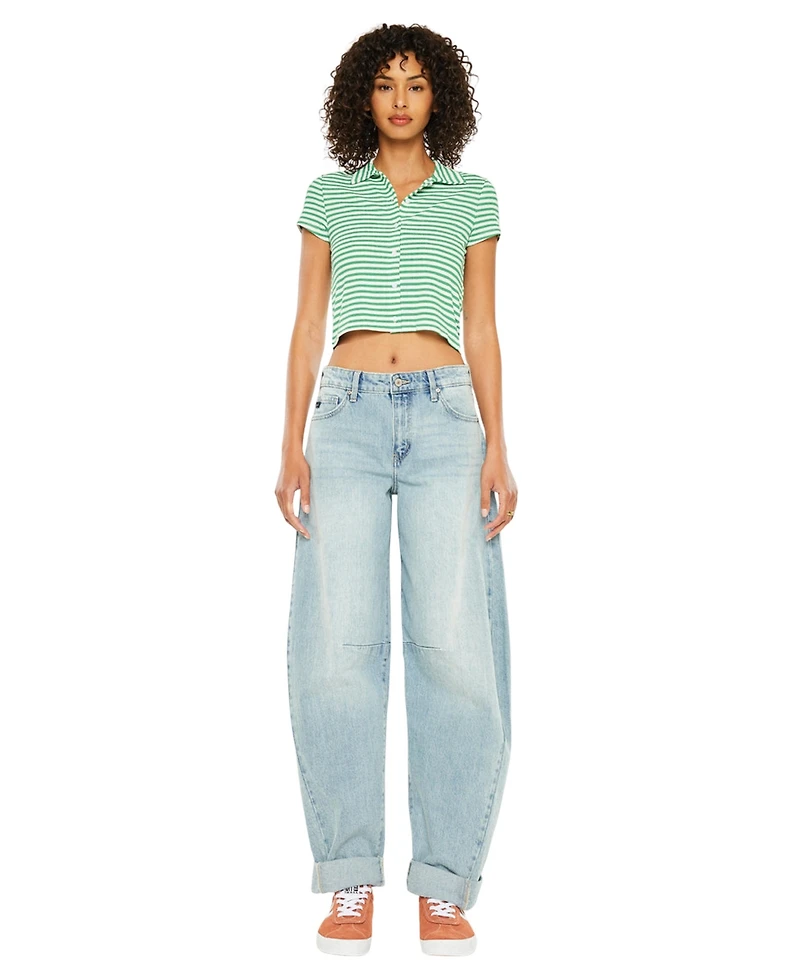 KanCan Women's Karin Low Slung Horseshoe Jeans