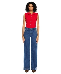 KanCan Women's Sol High Rise Wide Leg Trouser Jeans