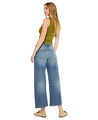 KanCan Women's Bells Mid Rise Loose Barrel Jeans