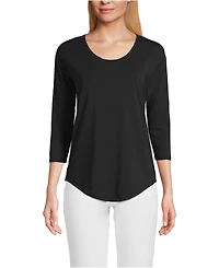 Lands' End Women's Petite 3/4 Sleeve Lightweight Jersey Shirttail Tee