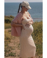 Pinkblush Maternity Ivory Floral Pointelle Knit Midi Dress