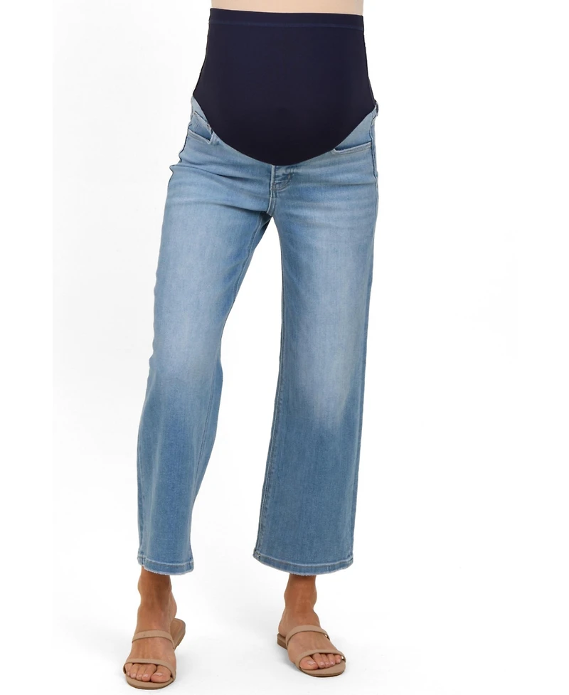 Pinkblush Maternity Blue Medium Wash Cropped Wide Leg Jeans