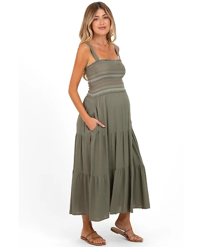 Pinkblush Maternity Olive Embroidered Smocked Midi Dress