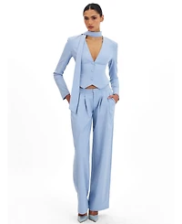 Miss Circle Women's Reva Sky Blue Pinstripe Single Pleat Pants