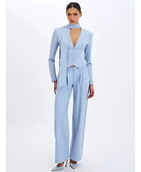 Miss Circle Women's Renley Sky Blue Pinstripe Peplum Blazer
