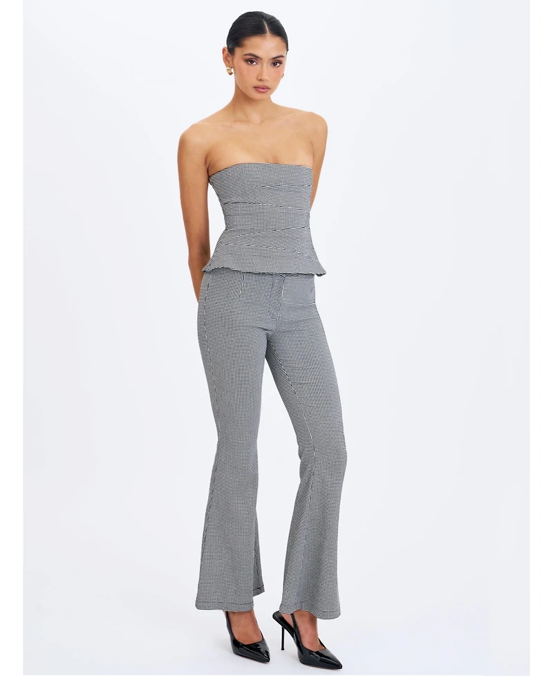 Miss Circle Women's Ulli Micro-Houndstooth Flared Pants