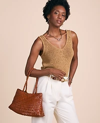 Patricia Nash Violaine Hand Stained Woven Large Satchel Handbag