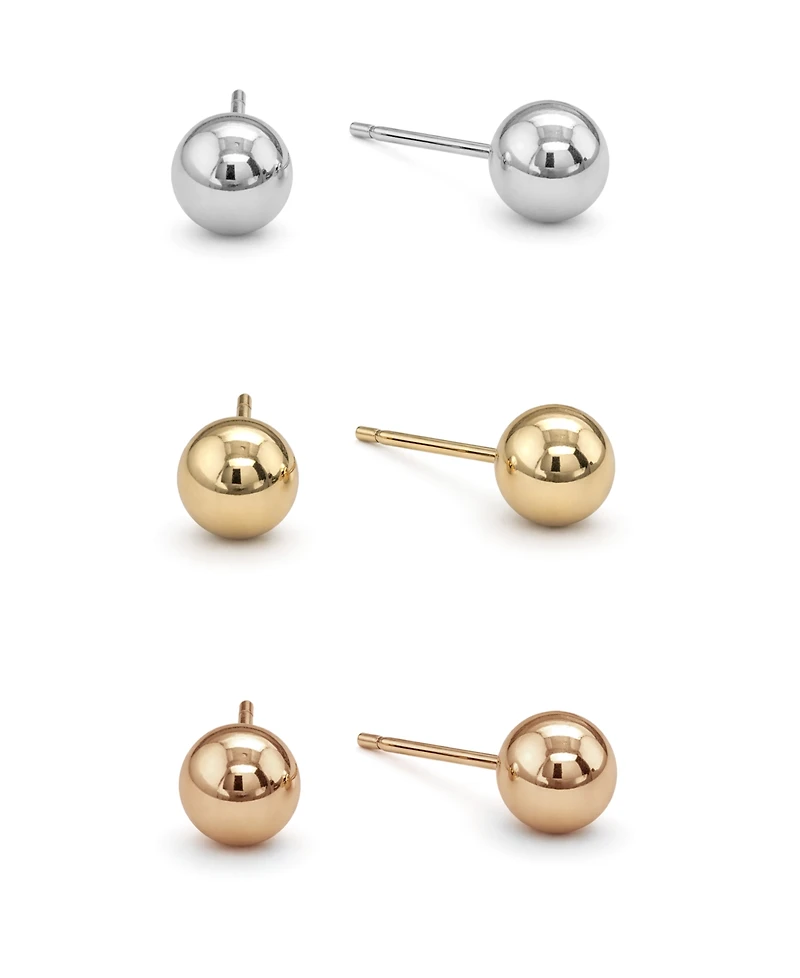 And Now This 3-Pc. Set Silver Plated Ball Stud Earrings