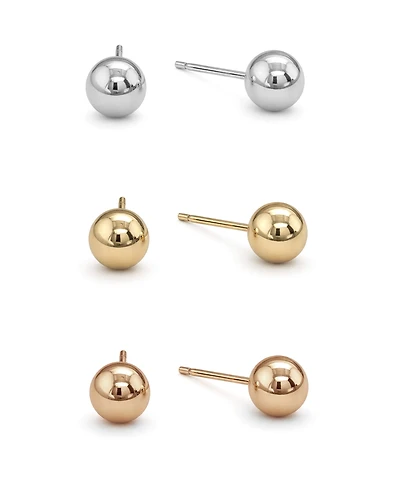 And Now This 3-Pc. Set Silver Plated Ball Stud Earrings