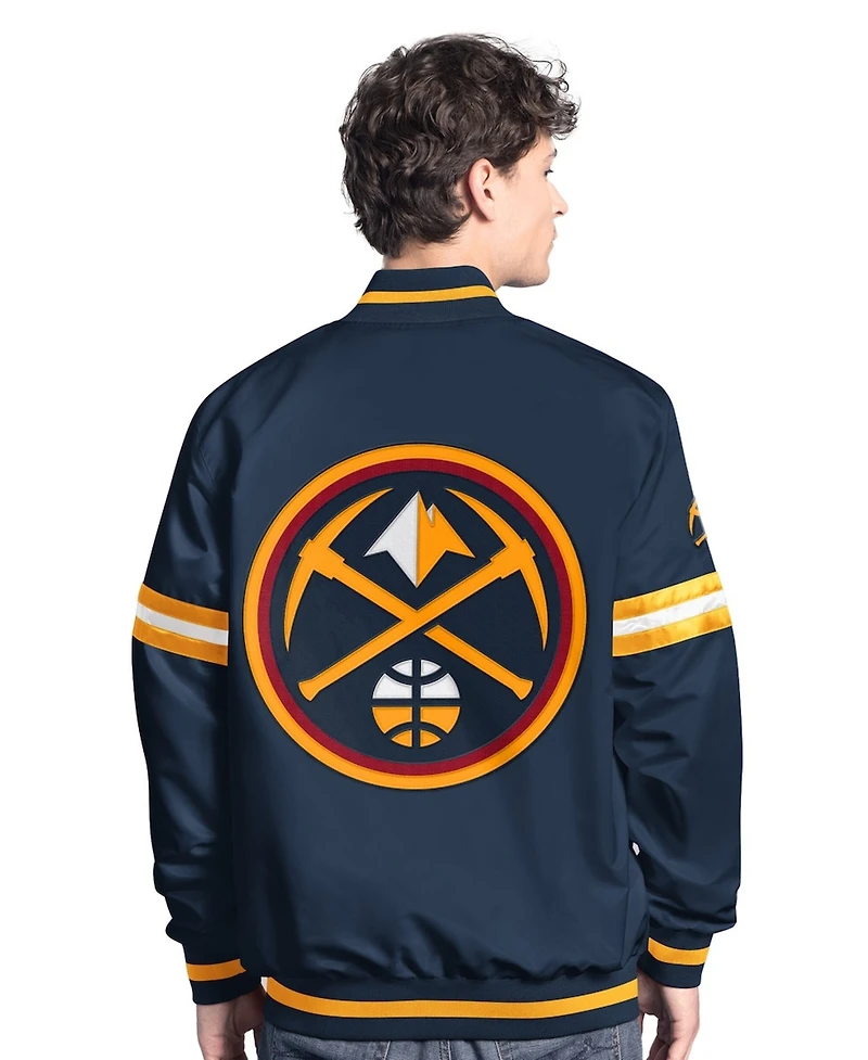 Starter Men's Navy/Gold Denver Nuggets Scout Full Snap Varsity Jacket