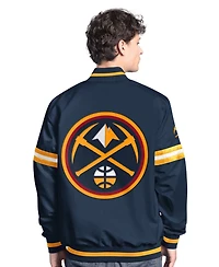 Starter Men's Navy/Gold Denver Nuggets Scout Full Snap Varsity Jacket
