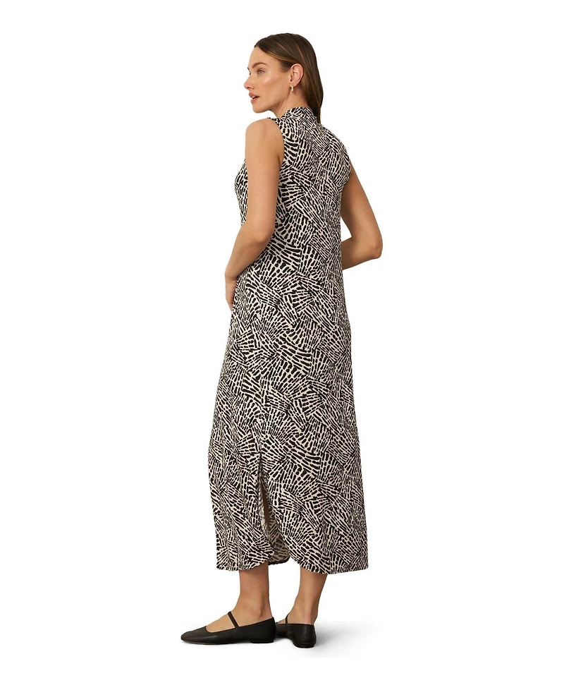 Cable & Gauge Women's Invert Pleat Printed Maxi Dress