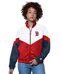 Starter Women's White/Red Boston Red Sox Teamwork Raglan Full-Zip Track Jacket