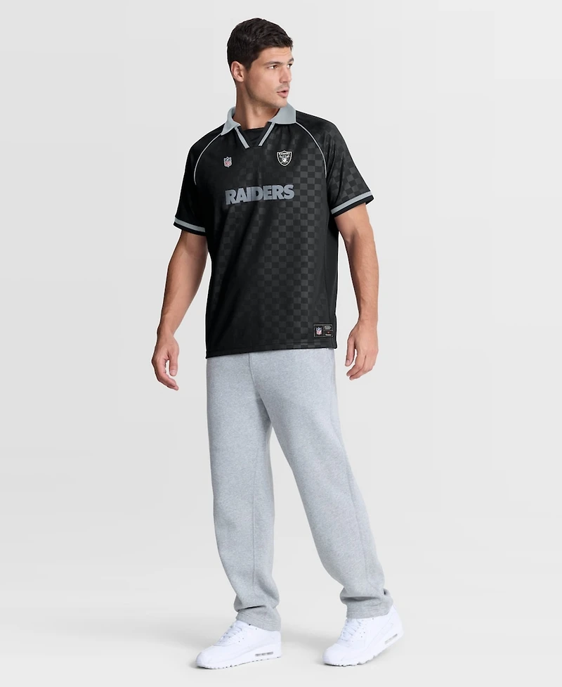 Fanatics Men's Black/Gray Las Vegas Raiders Homerun Raglan V-Neck Polo Shirt