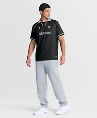 Fanatics Men's Black/Gray Las Vegas Raiders Homerun Raglan V-Neck Polo Shirt