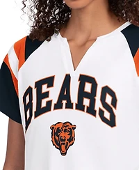 Starter Women's White Chicago Bears Game On Raglan Notch Neck T-Shirt