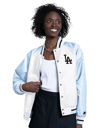 Starter Women's Light Blue/White Los Angeles Dodgers Blitz Varsity Raglan Full-Snap Satin Jacket