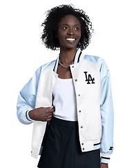 Starter Women's Light Blue/White Los Angeles Dodgers Blitz Varsity Raglan Full-Snap Satin Jacket