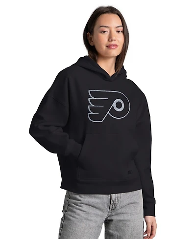 Starter Women's Black Philadelphia Flyers Rhinestone Relaxed Hoodie