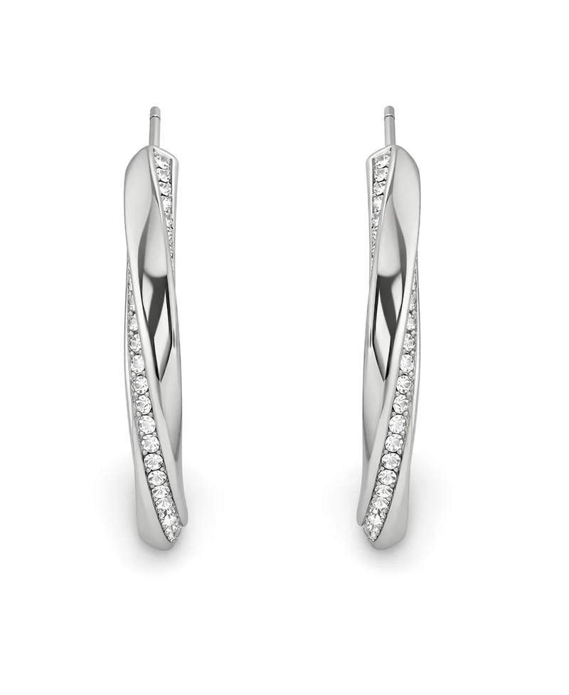 And Now This Crystal Post Tiwsted C Hoop Earrings