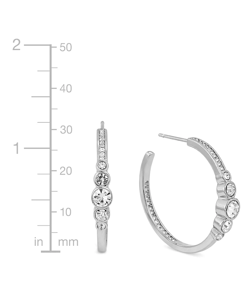 And Now This Crystal Post C Hoop Earrings